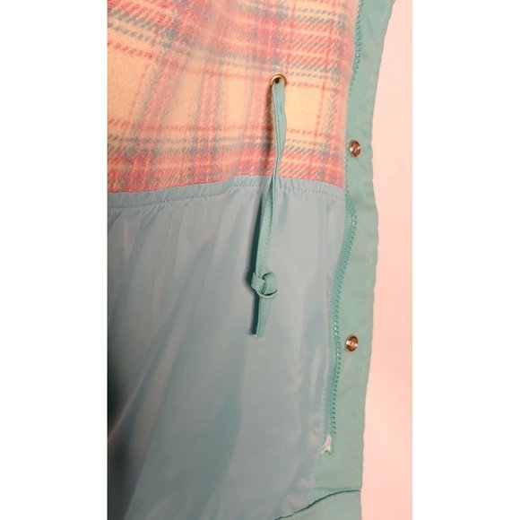 Vintage Woolrich USA Woman Medium Coat Jacket Teal Pink Wool Lined Collar Winter - Picture 8 of 9